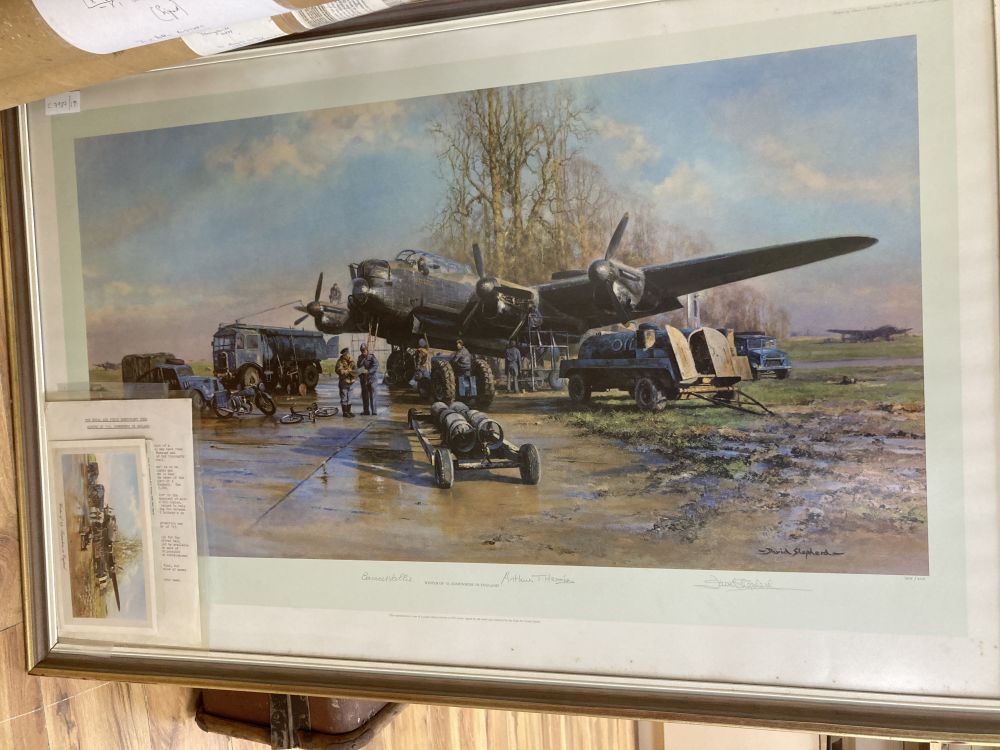 David Shepherd, limited edition print, Winter of 43, somewhere in England, signed and signed by Barnes Wallace & Arthur Harris,